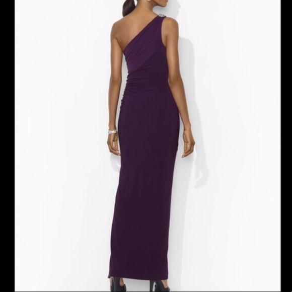 Ralph Lauren Asymmetrical/One Shoulder Plum Gown - Picture 7 of 7